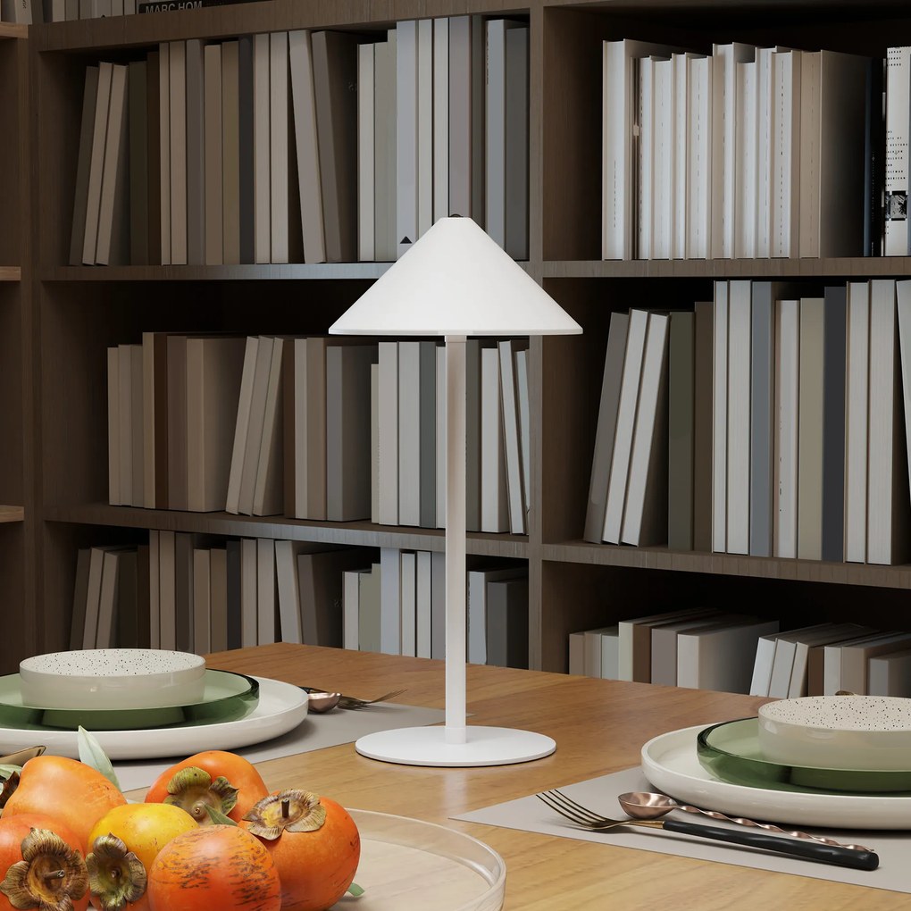 Φωτιστικό γραφείου LED HOMCOM με καλώδιο USB, διακόπτη αφής, μέταλλο, επαναφορτιζόμενο, Λευκό