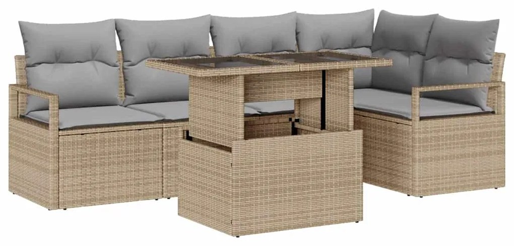 vidaXL Σετ Καναπέ Κήπου 6 pcs μπεζ και ανοιχτό γκρι 100 x 55 x 73 εκ