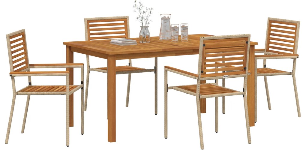 vidaXL Σετ Τραπεζαρίας Κήπου 5 pcs Μπεζ 150 x 90 x 74 cm