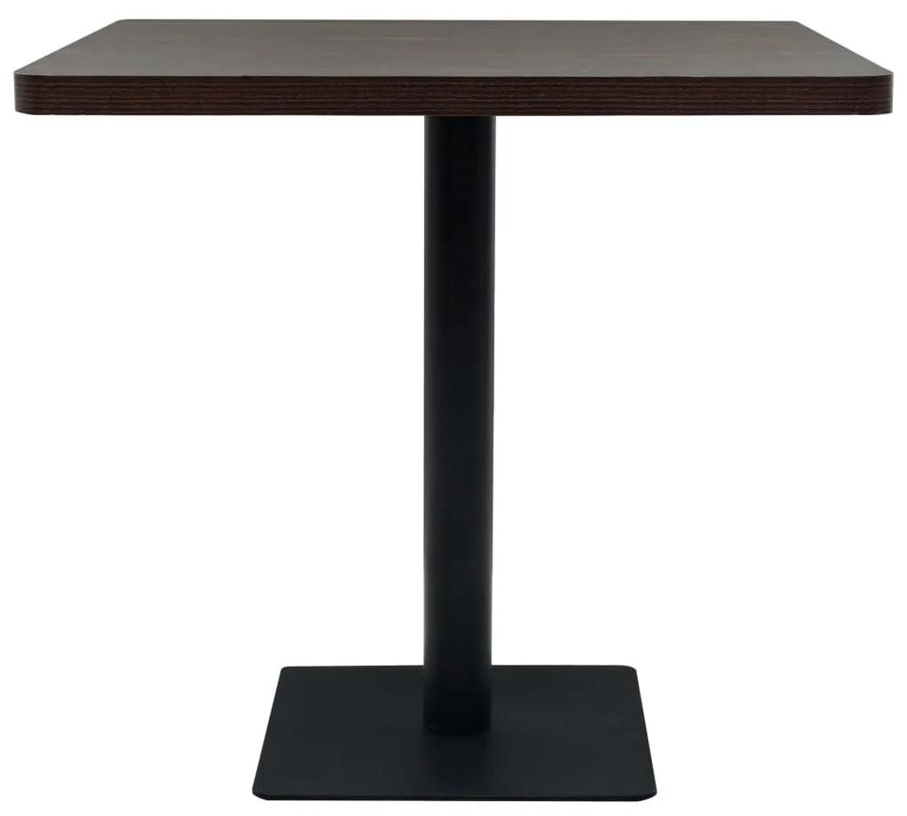 Τραπέζι Bistro Τετράγωνο Σκούρο Σταχτί 80x80x75 εκ. MDF/Ατσάλι - Καφέ