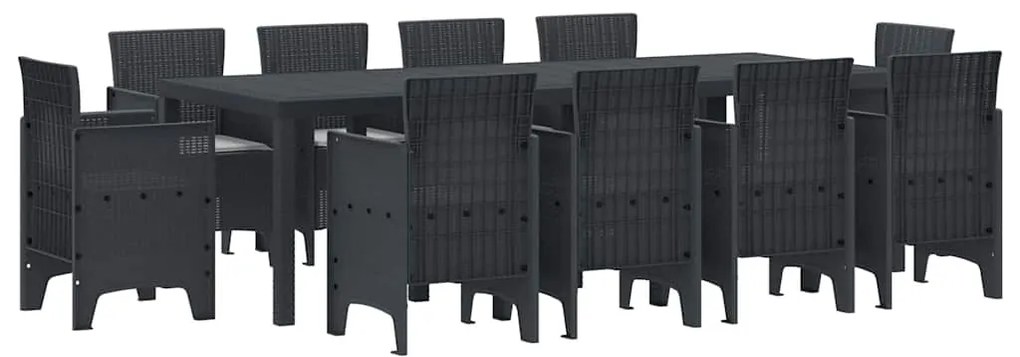 vidaXL Σέτ φαγητού για κήπο 11 pcs Ανθρακί Πολυπροπυλένιο