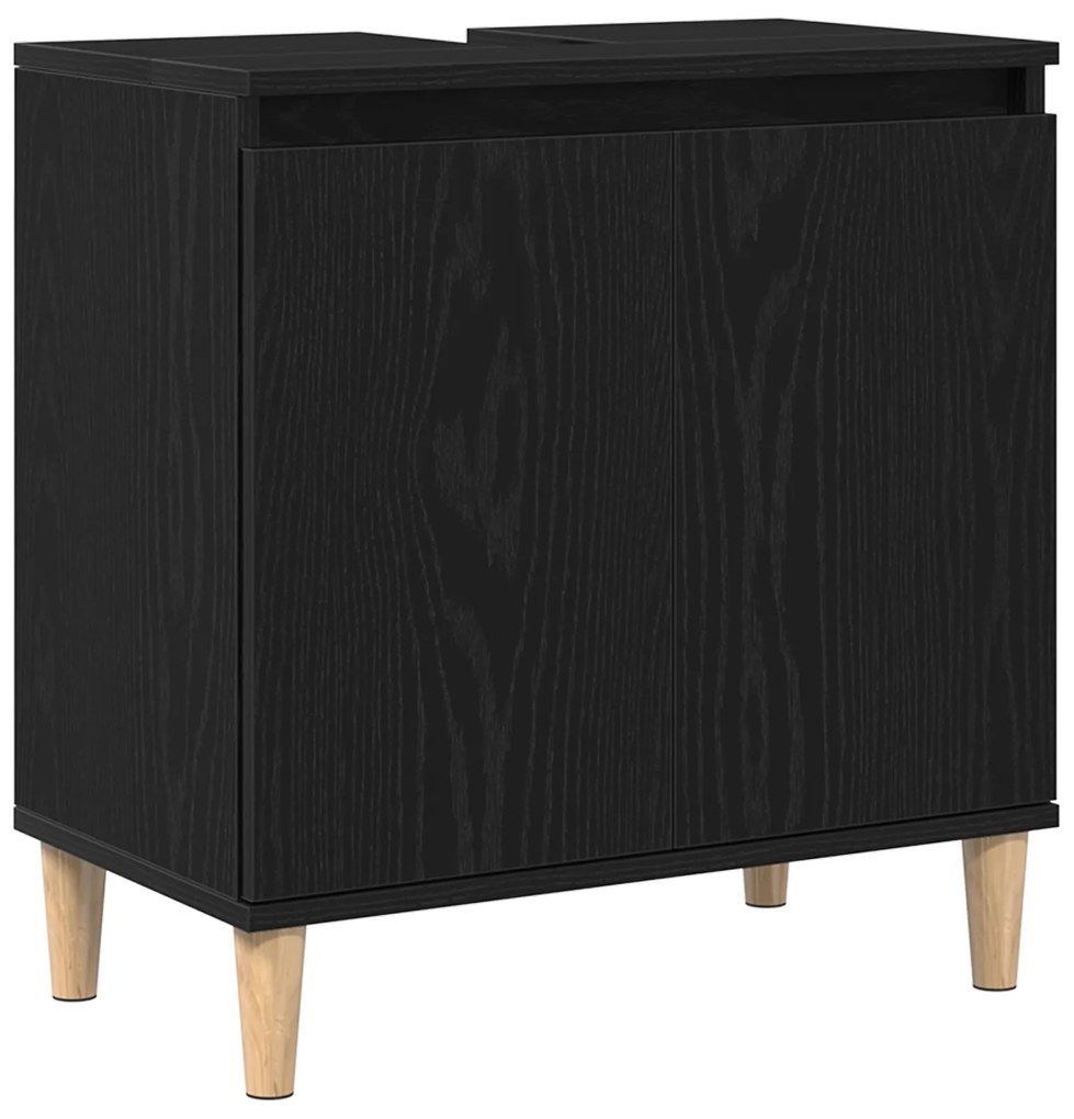 vidaXL Ντουλάπι Νιπτήρα Μαύρο Δρυς 58x33x60 εκ. Επεξεργασμένο Ξύλο