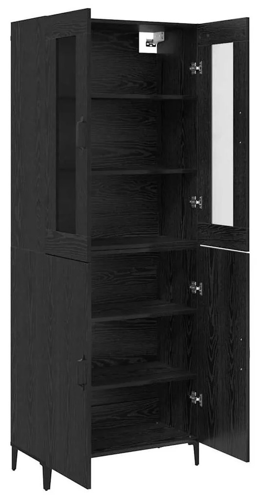 vidaXL Highboard 2 pcs Μαύρη Οξυά Επεξεργασμένο ξύλο