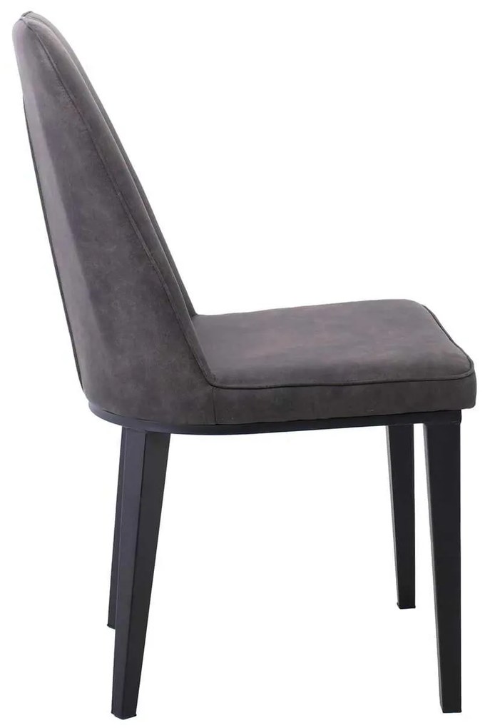 Καρέκλα CASTER Μεταλλική Βαφή Μαύρη/PU Ανθρακί 45x60x89cm (Σετ 6 ΤΕΜ)
