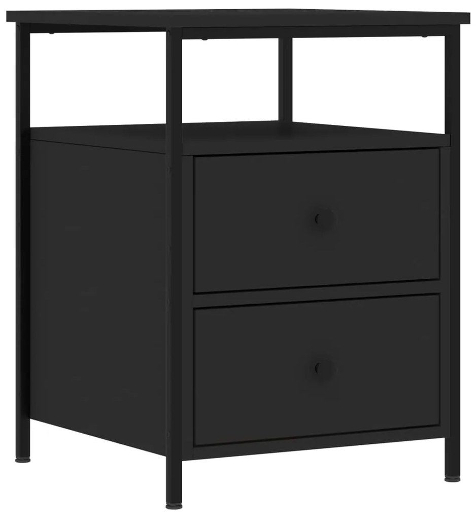 vidaXL Κομοδίνα 2 τεμ. Μαύρα 44 x 45 x 60 εκ. από Επεξεργασμένο Ξύλο