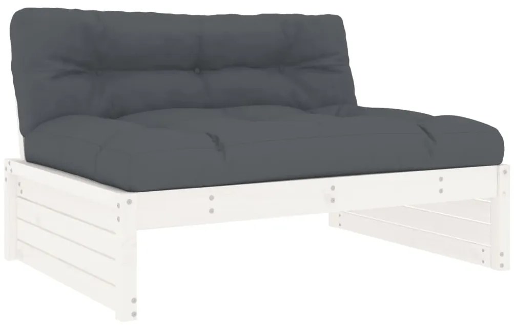 vidaXL Σαλόνι Κήπου Σετ 6 Τεμαχίων Λευκό από Μασίφ Ξύλο με Μαξιλάρια