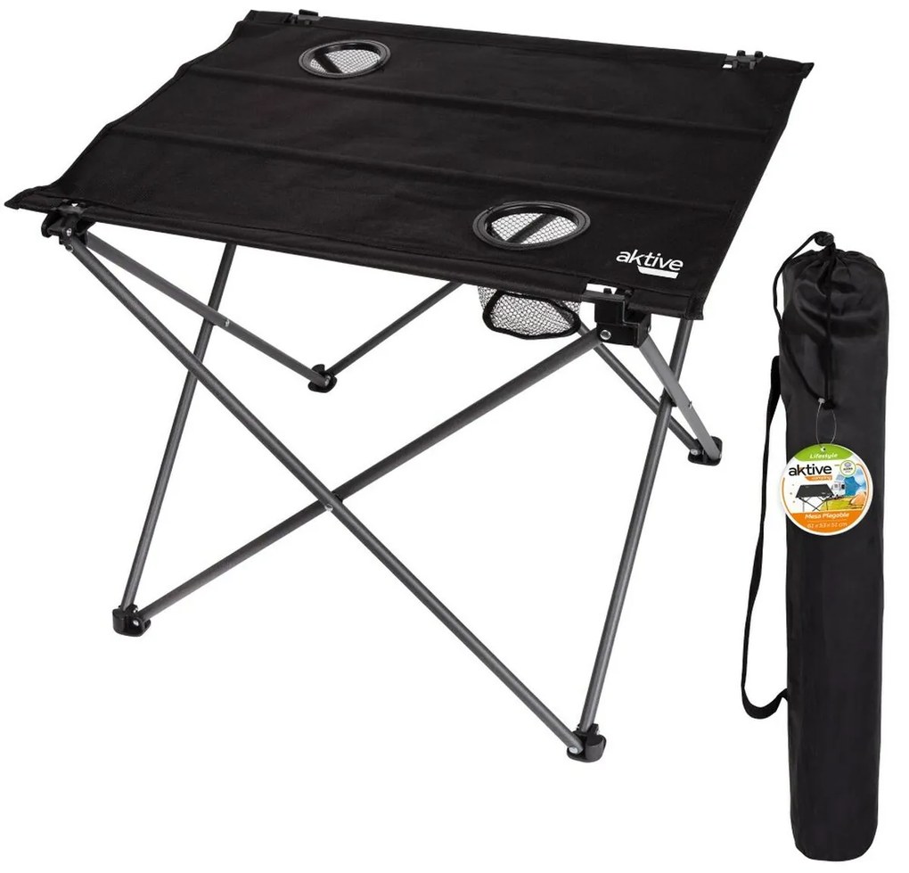 Πτυσσομενο τραπεζακι Aktive Μαύρο Υφασμάτινο 61 x 51 x 50 cm (4 Μονάδες)