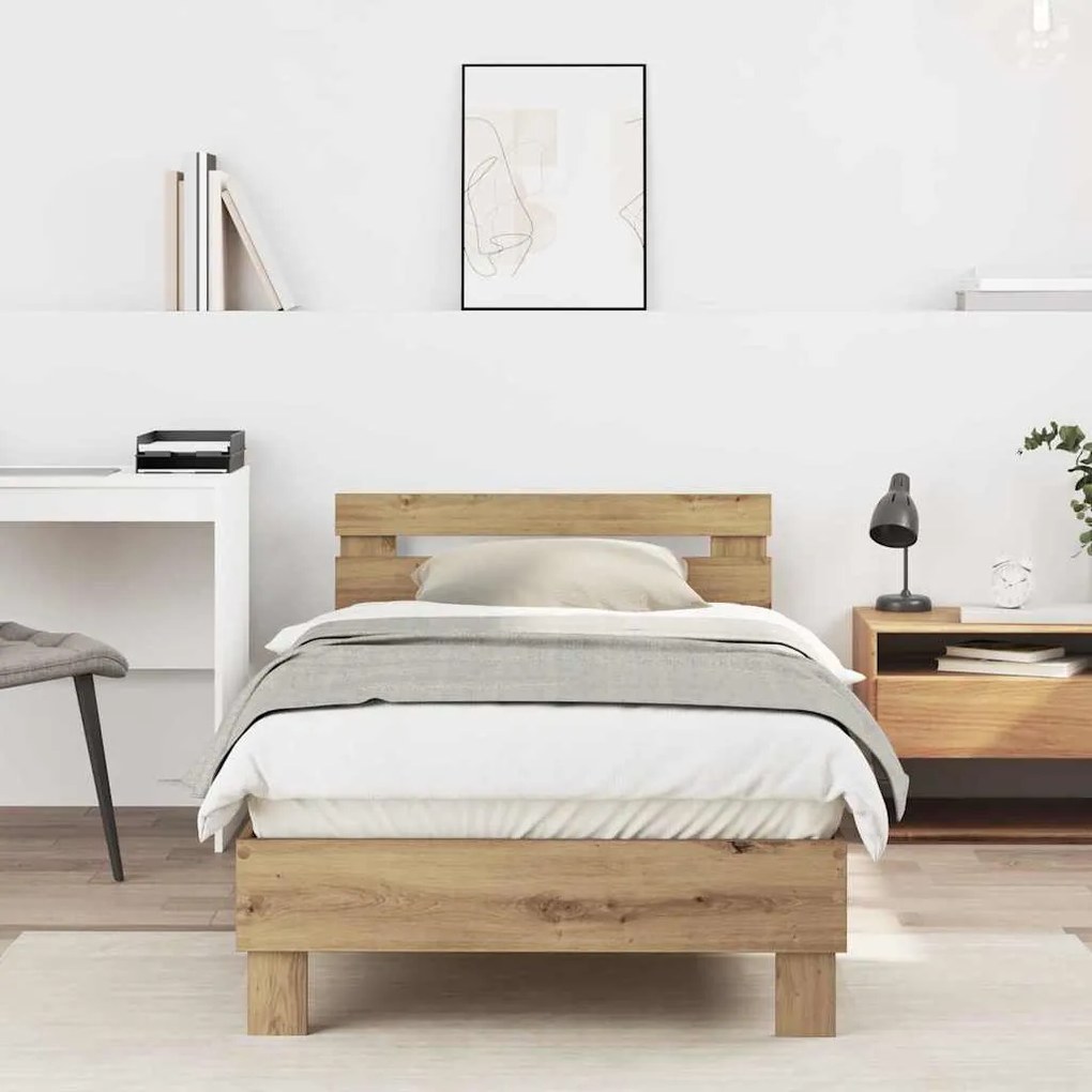 vidaXL Πλαίσιο Κρεβατιού Artisan Oak 90 x 200 cm Επεξεργασμένο ξύλο