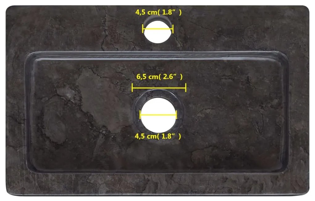 Νιπτήρας Επιτοίχιος Μαύρος 38 x 24 x 6,5 εκ. Μαρμάρινος - Μαύρο