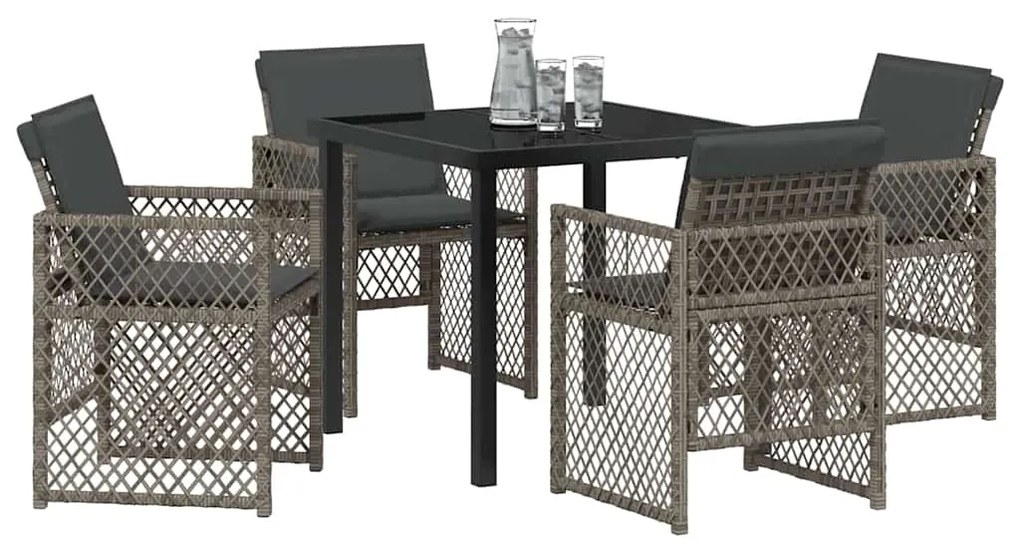 vidaXL Σέτ φαγητού για κήπο 5 pcs Γκρι συνθετικό ρατάν