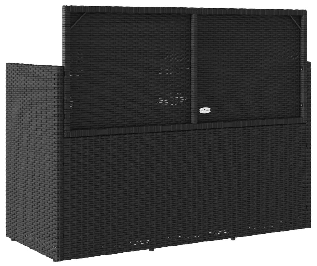 vidaXL Πάγκος Κήπου Μαύρος από Συνθετικό Ρατάν με Μαξιλάρια