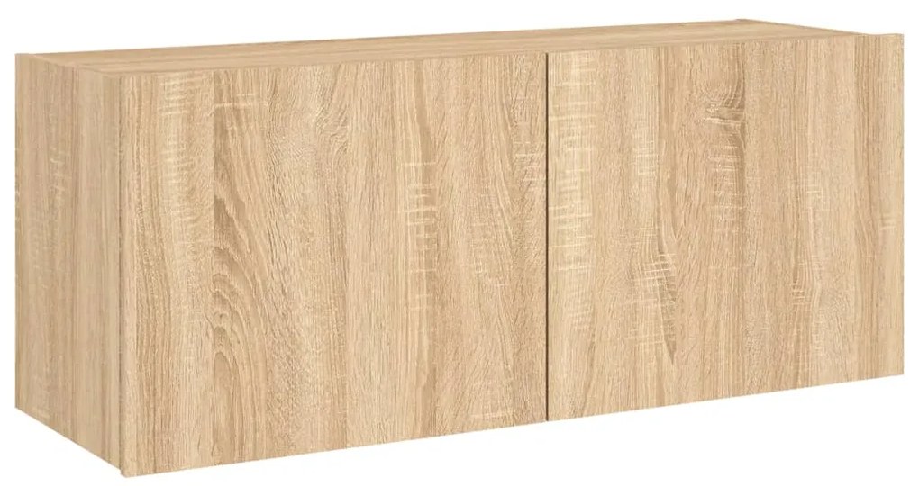 vidaXL Έπιπλο Τοίχου Τηλεόρασης με LED Sonoma Δρυς 100x35x41 εκ.
