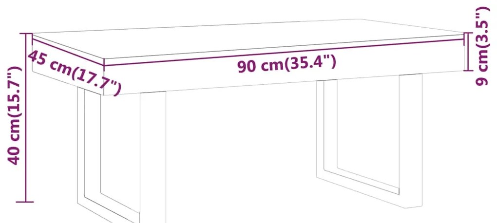 vidaXL Τραπεζάκι Σαλονιού Σκ. Καφέ/Μαύρο 90x45x40 εκ. από MDF/Σίδερο