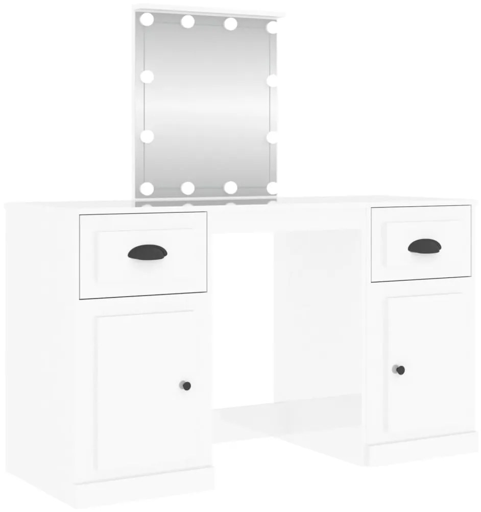 vidaXL Μπουντουάρ με LED Γυαλιστερό Λευκό 130x50x132,5 εκ.