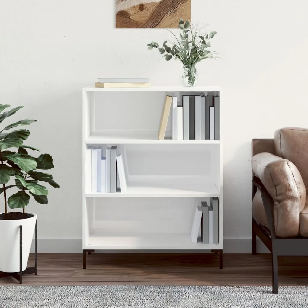 vidaXL Βιβλιοθήκη Γυαλιστερό Λευκό 69,5x32,5x90 εκ. Επεξεργασμένο Ξύλο