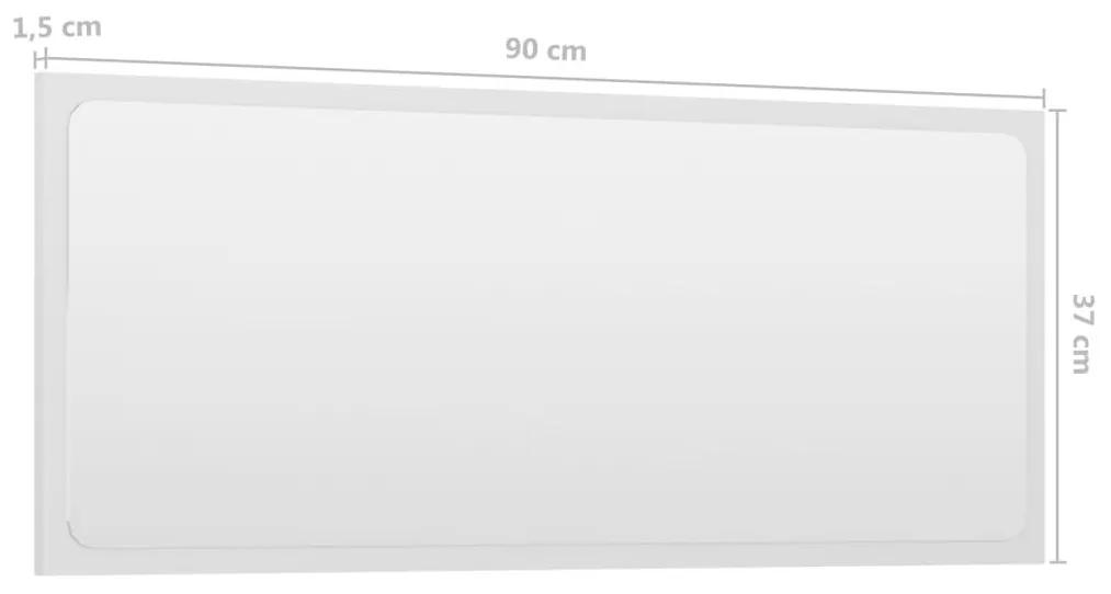 Καθρέφτης Μπάνιου Γυαλιστερό Λευκό 90x1,5x37 εκ. Μοριοσανίδα - Λευκό