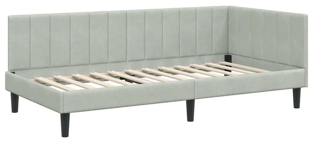 vidaXL Κρεβάτι Γωνίας με στρώμα Ανοιχτό γκρι 90 x 200 cm Βελούδο