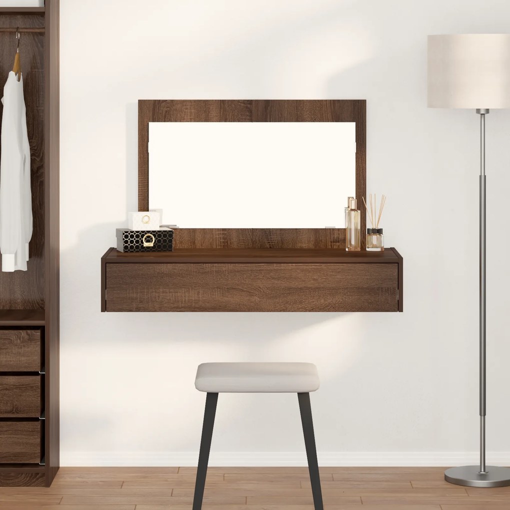 vidaXL Επιτοίχιο Ντυμένο Τραπέζι Καφέ Δρυς 100x40x70 εκ.