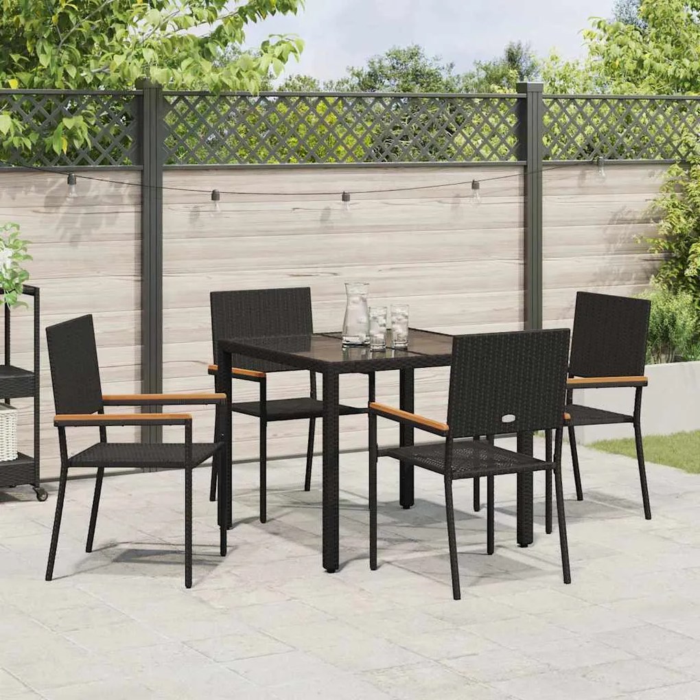 vidaXL Σέτ φαγητού για κήπο 5 pcs Μαύρο 90 x 90 x 75 cm