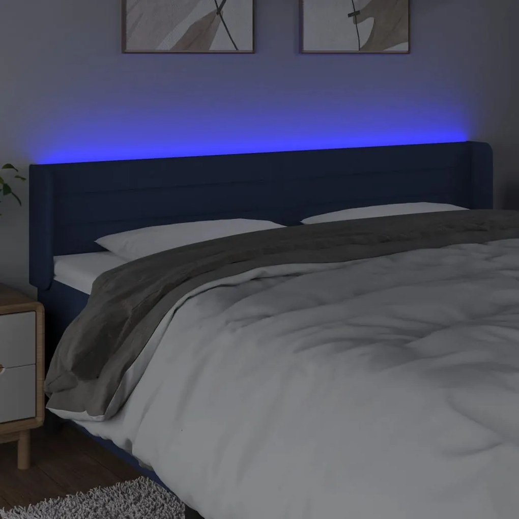 vidaXL Κεφαλάρι Κρεβατιού LED Μπλε 183x16x78/88 εκ. Υφασμάτινο