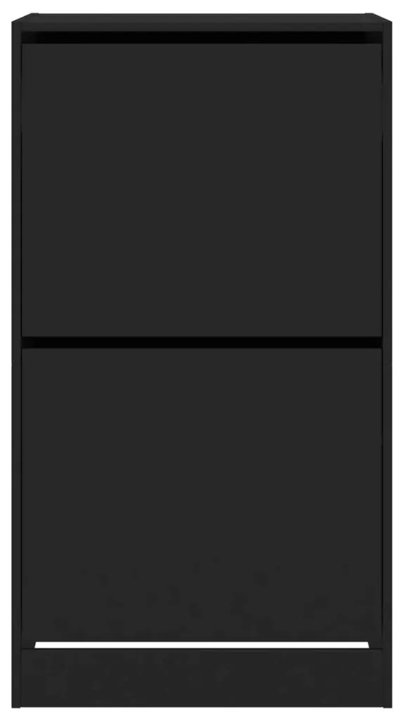 vidaXL Παπουτσοθήκη με 2 Ανακλινόμενα Συρτάρια Μαύρη 60x42x108 εκ.