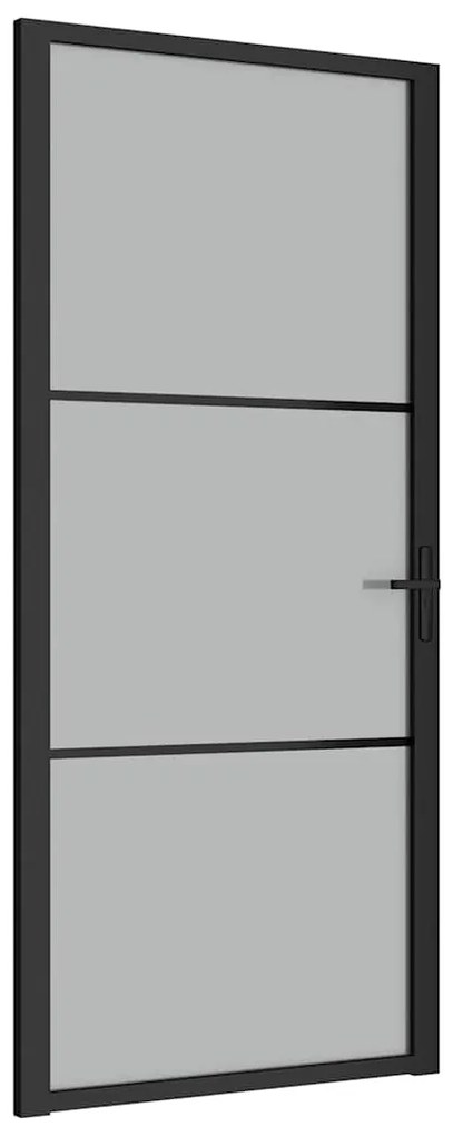 vidaXL Εσωτερική Πόρτα 93x201,5 εκ. Μαύρο Ματ Γυαλί και Αλουμίνιο
