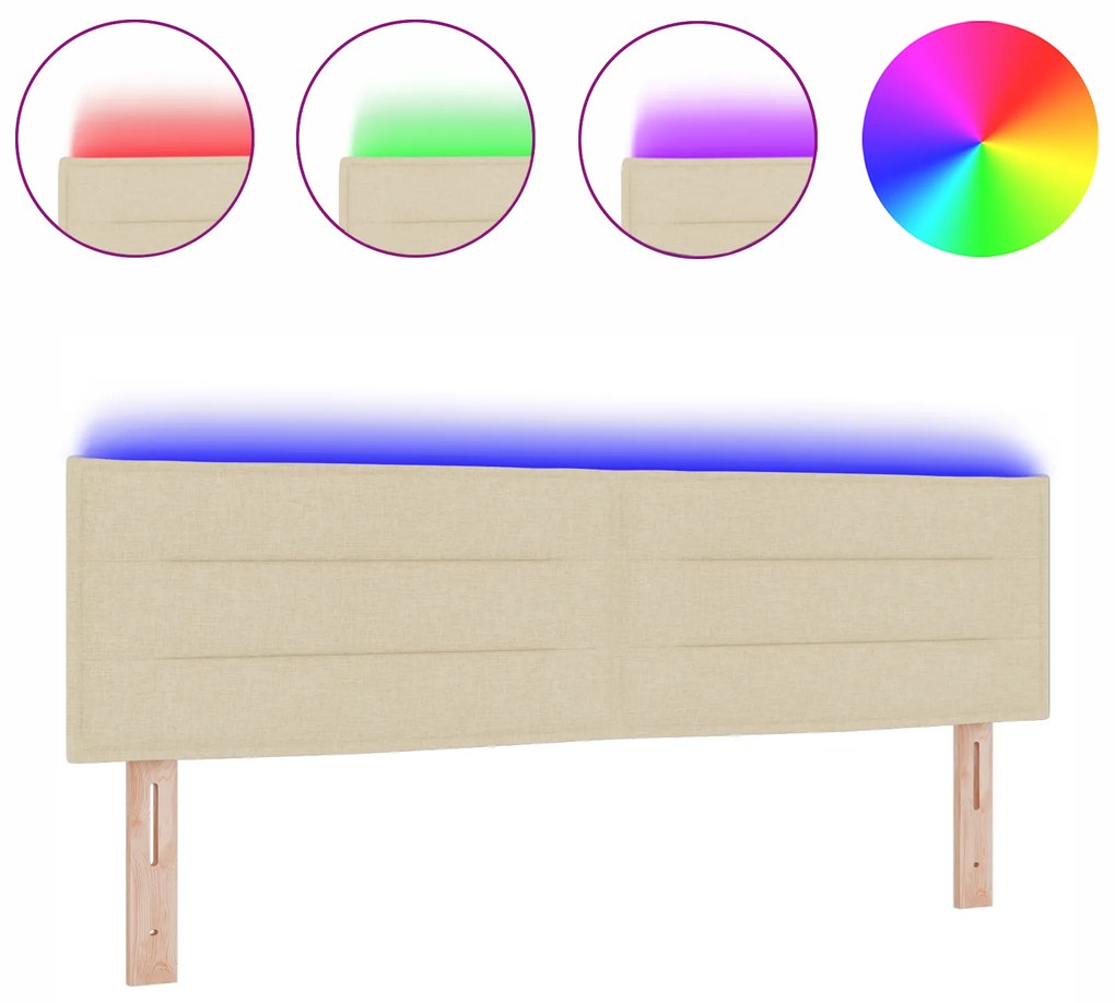 vidaXL LED Κεφαλάρι Γραμμές Σχεδίασης Κρεμ 72 εκ Ύφασμα