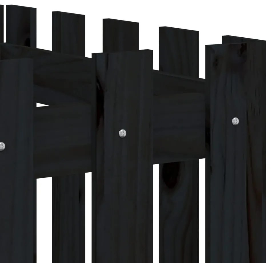 vidaXL Ζαρντινιέρα με Σχέδιο Φράχτη Μαύρη 200x50x50 εκ. Μασίφ Πεύκο