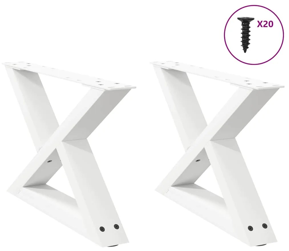 Πόδια Τραπεζιού Σαλονιού 2 τεμ. Λευκά 60x(30-31,3) εκ. Ατσάλι