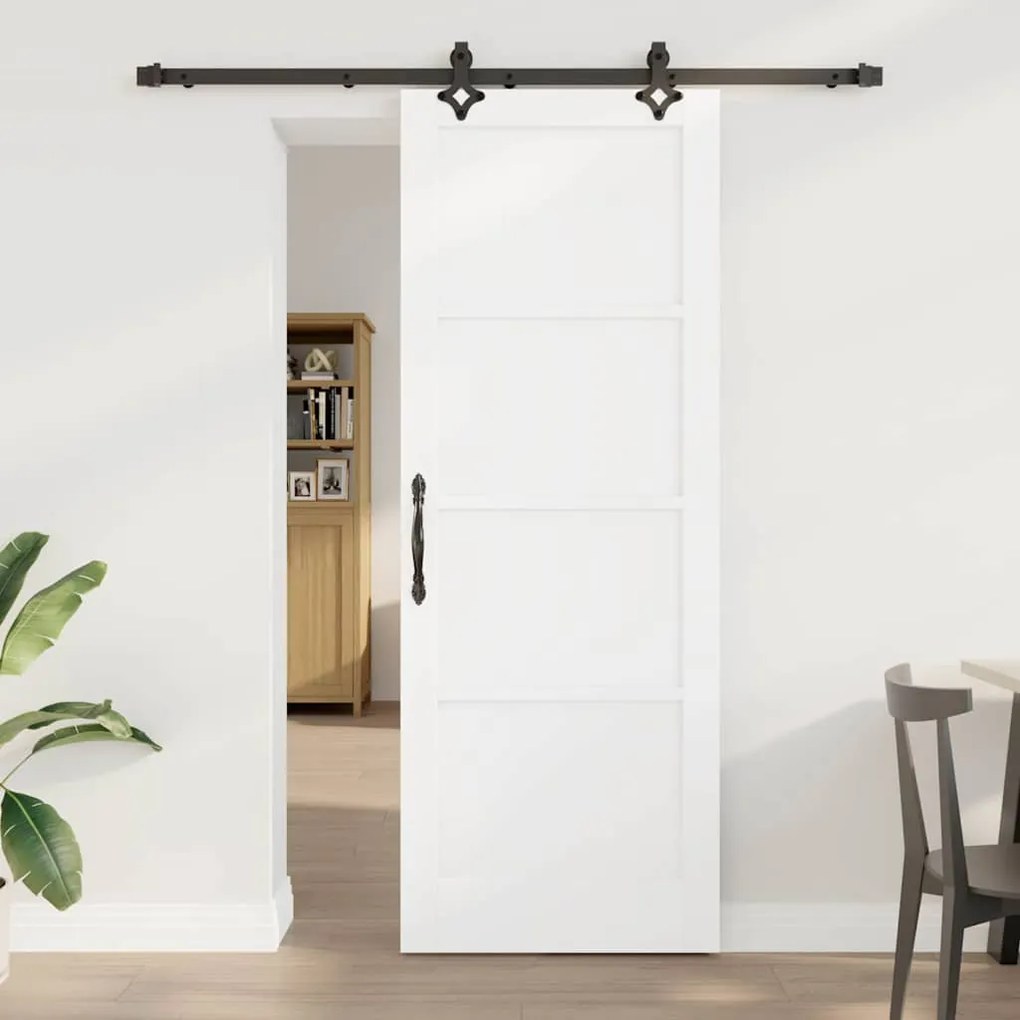 vidaXL Συρόμενη Πόρτα με Σετ Εξαρτημάτων Λευκή 78x211 εκ. Στερεού Πεύκου
