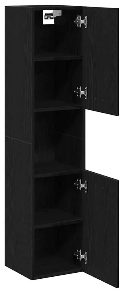 vidaXL Ντουλάπι Μπάνιου Μαύρη Οξυά 30 x 30 x 130 εκ Επεξεργασμένο ξύλο