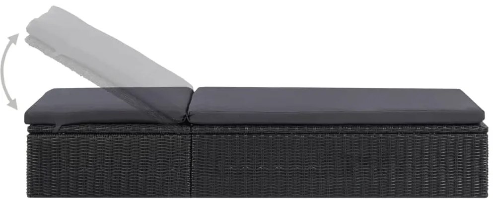 vidaXL Ξαπλώστρα Μαύρο / Σκούρο Γκρι από Συνθετικό Ρατάν