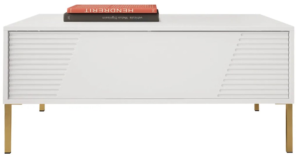 Τραπεζάκι σαλονιού Merced L104, Άσπρο, 46x60x100cm, 29 kg, Πλαστικοποιημένη μοριοσανίδα, Γωνιακό | Epipla1.gr