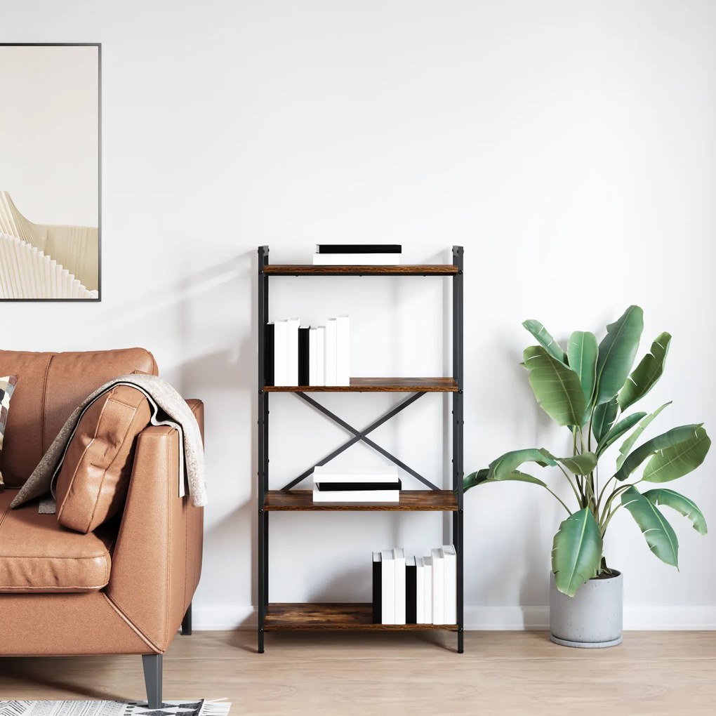 vidaXL Βιβλιοθήκη Καπνιστή δρυς 60 x 30 x 118 εκ Μοριοσανίδα