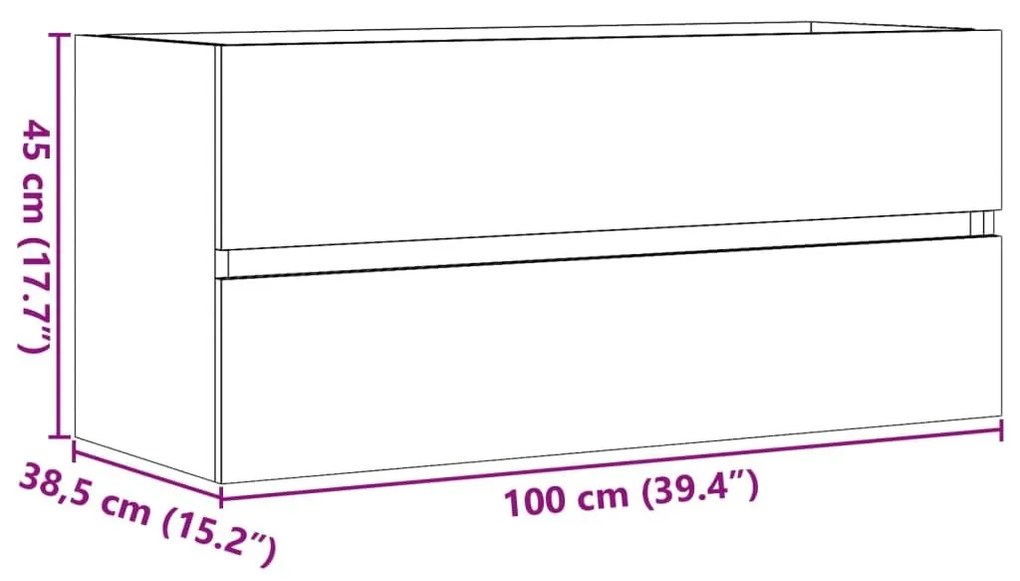 Ντουλάπι Νιπτήρα Μαύρο 100x38,5x45 εκ. Επεξεργασμένο Ξύλο - Καφέ