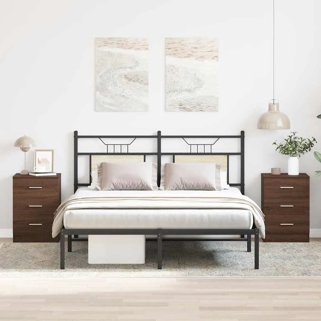 vidaXL Κομοδίνα 2 τεμ. Καφέ Δρυς από 38x35x56 Επεξεργασμένο Ξύλο