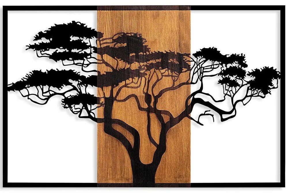Διακοσμητικό Τοίχου Acacia Tree 891TNL3153 90x58cm Walnut-Black Wallity Metal,Wood