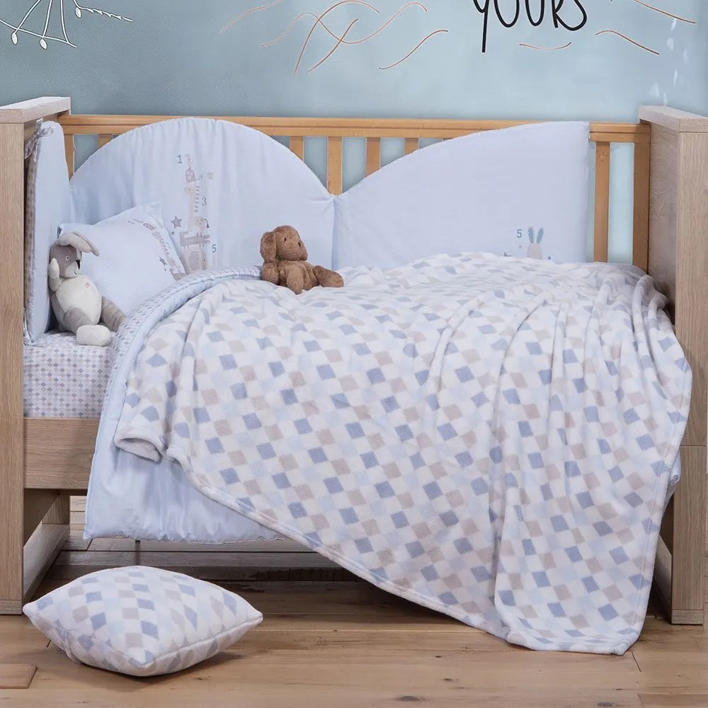 Κουβέρτα Βρεφική Fleece Sweet Rhombus Blue Nef-Nef Homeware Αγκαλιάς 110x150cm Πολυέστερ