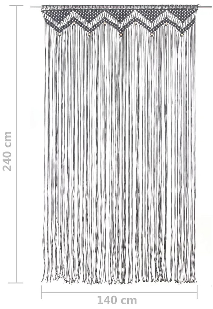 vidaXL Κουρτίνα Μακραμέ Ανθρακί 140 x 240 εκ. Βαμβακερή