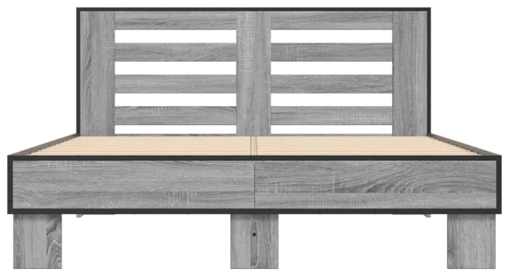 vidaXL Πλαίσιο Κρεβατιού Γκρι Sonoma 120 x 190εκ. Επεξ. Ξύλο &amp; Μέταλλο