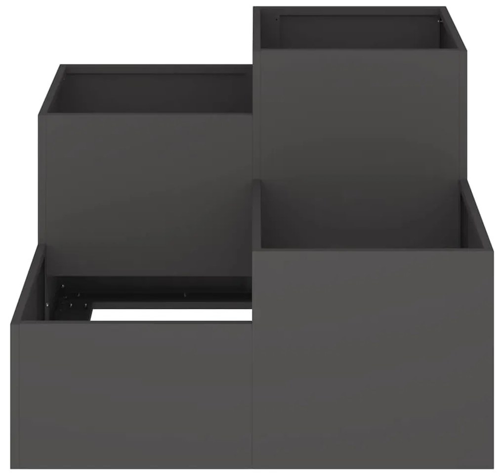 vidaXL Γλάστρα Κήπου Μαύρο 100 x 100 x 60 εκ. Ατσάλι