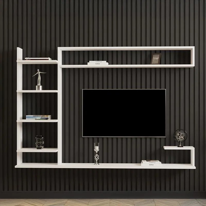 Σύνθετο σαλονιού επιτοίχιο Dilan λευκό 180x29,60x121,80 εκ. 180x29.6x121.8 εκ.