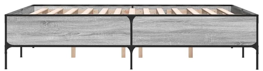 Πλαίσιο Κρεβατιού Γκρι Sonoma 160x200 εκ. Επεξ. Ξύλο &amp; Μέταλλο - Γκρι