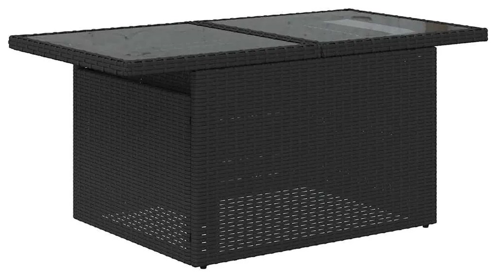 vidaXL Καναπές Σετ 7Τεμαχίων Μαύρο Συνθετικό Ρατάν με Μαξιλάρια Ακακία