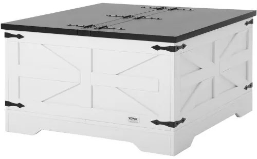 VEVOR 31.5" Farmhouse Coffee Table Hinged Square Table with Storage Gray &amp; White