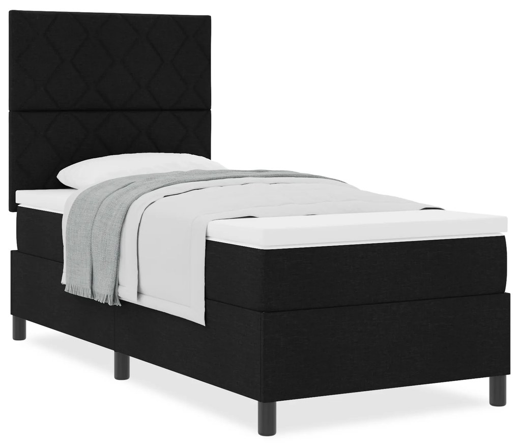 vidaXL Κρεβάτι με ελατήρια με στρώμα Μαύρο 90 x 190 cm ύφασμα