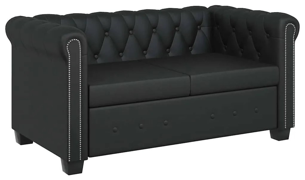 vidaXL Καναπές Διθέσιος Chesterfield Μαύρος από Συνθετικό Δέρμα