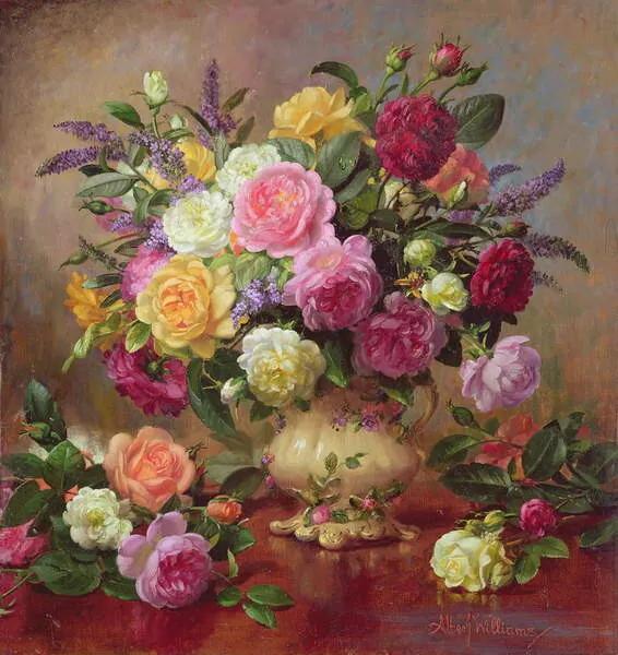 Williams, Albert - Εκτύπωση έργου τέχνης Roses from a Victorian Garden, (40 x 40 cm)