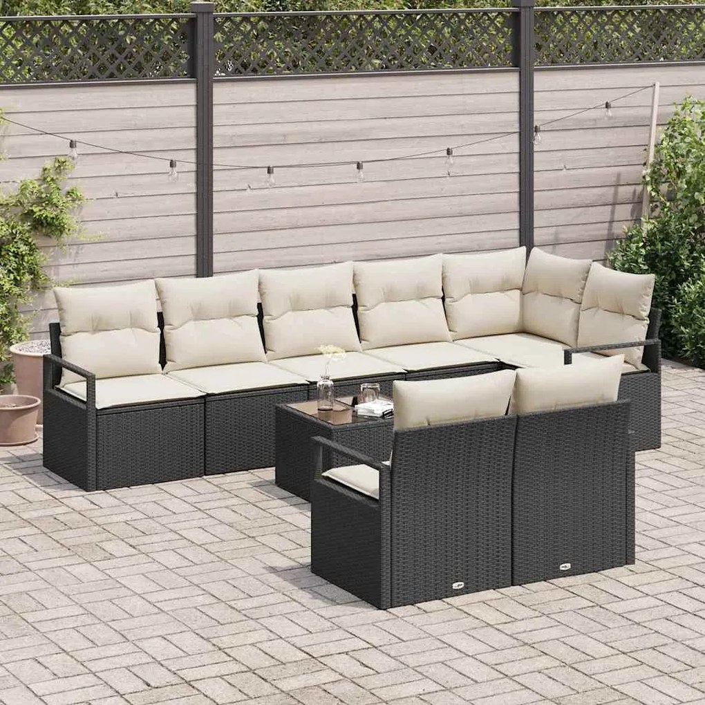 vidaXL Σετ Καναπέ Κήπου 9 pcs Μαύρο Πολυ ράταν
