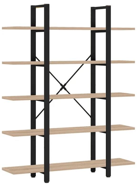 Βιβλιοθήκη Esthon φυσικό-μαύρο μέταλλο 120x28x180εκ Υλικό: CHIPBOARD MELAMINE - METAL 197-000229